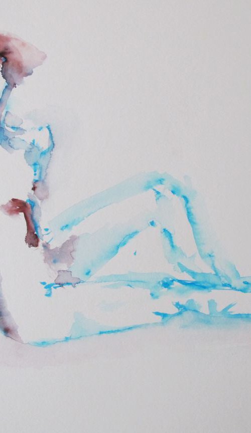 Female nude blue line by Catherine O’Neill