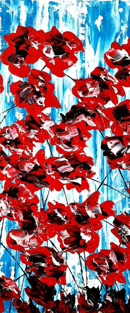 Poppies On Blue 2 by Daniel Urbaník