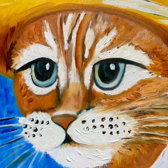 Cute Cat La Vincent Van Gogh inspired by famous self-portrait Present idea  for cat lovers