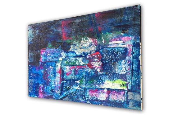 "Scraping By" - FREE USA SHIPPING + Special Price - Original PMS Abstract Acrylic Painting On Canvas - 36" x 24"