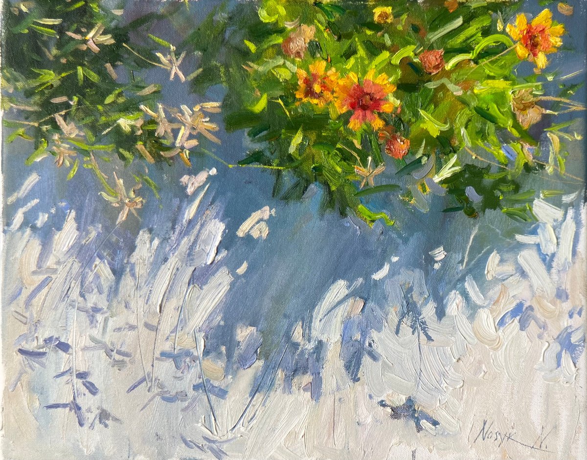 Impressionistic Botanical Oil Painting By Nataliia Nosyk, 20 X 16", Wild Flowers, Original Artwork