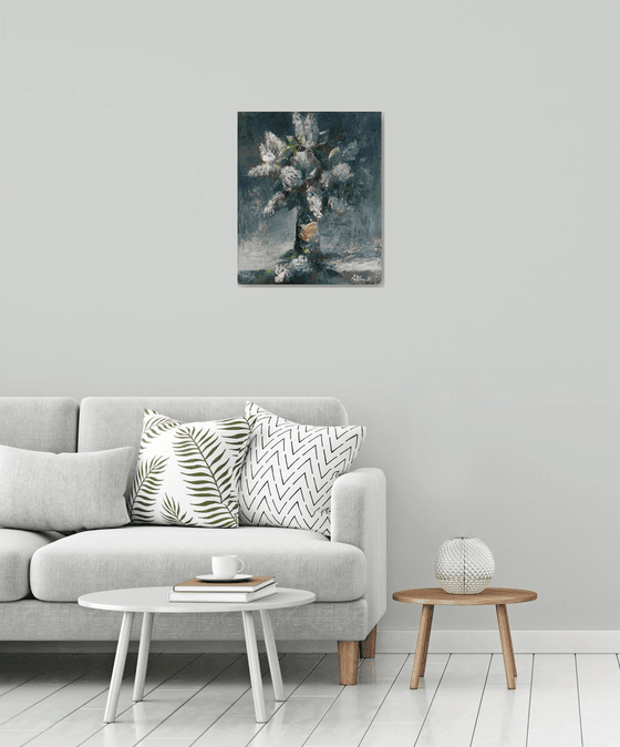 Abstract  lilacs(50x60cm, oil painting, ready to hang)