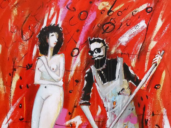 Painter and Model on Red