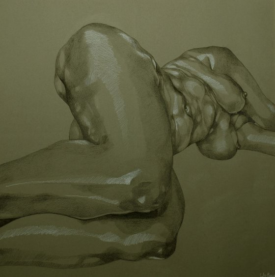 Fleshy Resting, charcoal study