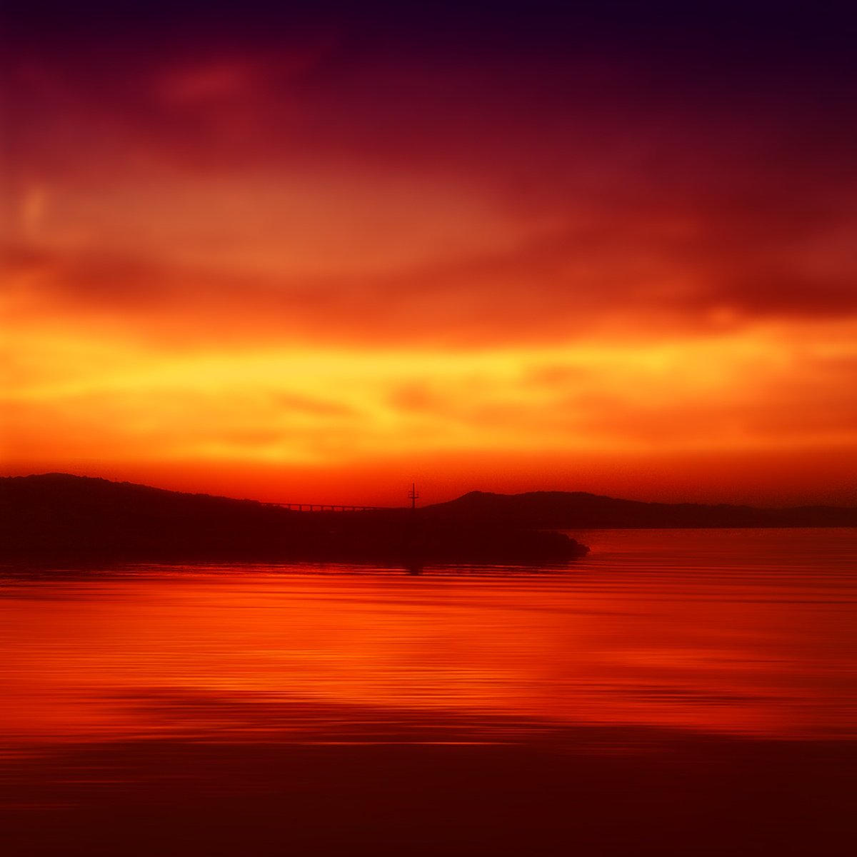 Surrealistic Landscape Photograph By Carmelita Iezzi, 24 X 24, Red Evening, Original Artwork