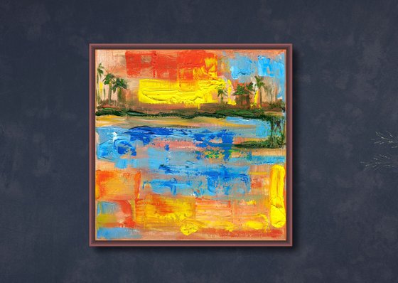 Sunset on a island - small painting from a summer vacation