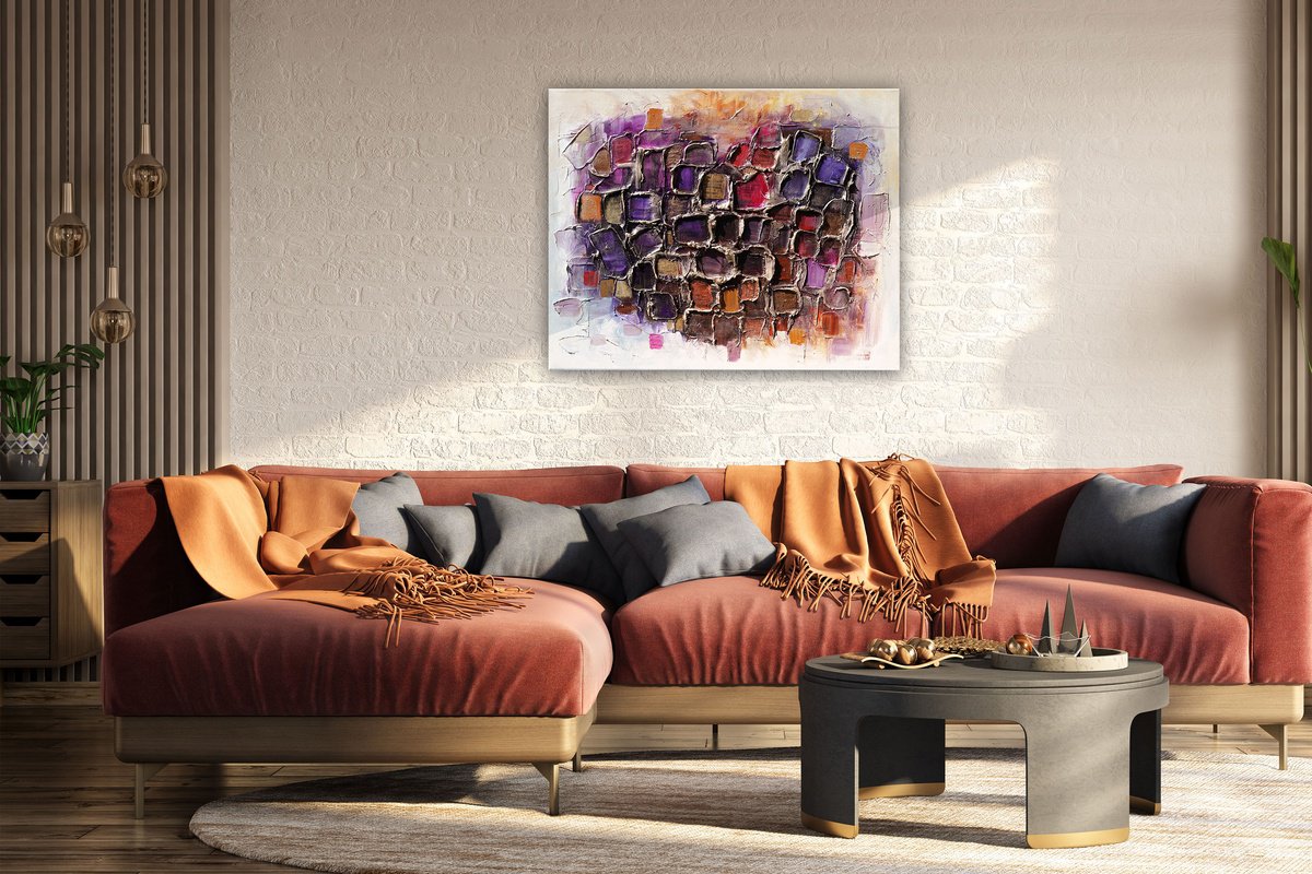 Expressive Abstract Acrylic Painting By Amanda Dagg, 30 X 24, Heartfelt Mosaic, Original Artwork