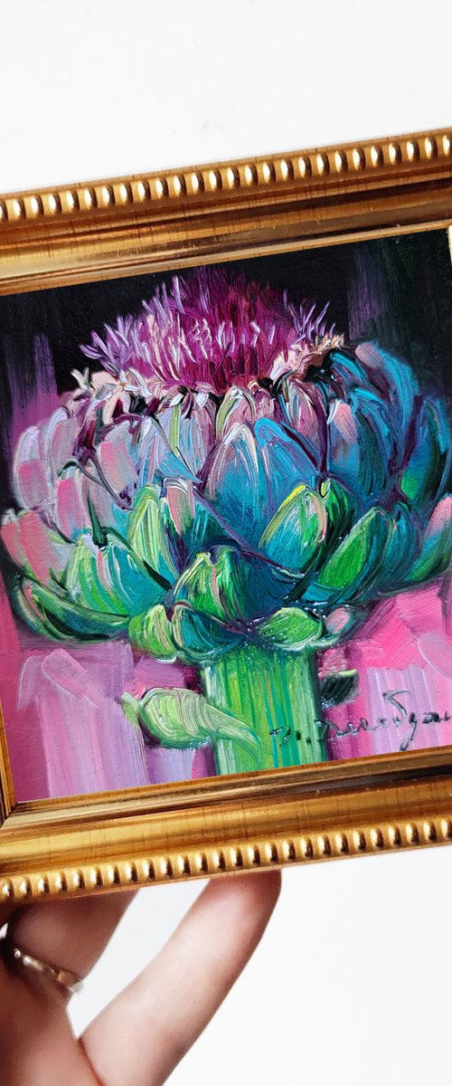 Pink artichoke flower by Nataly Derevyanko