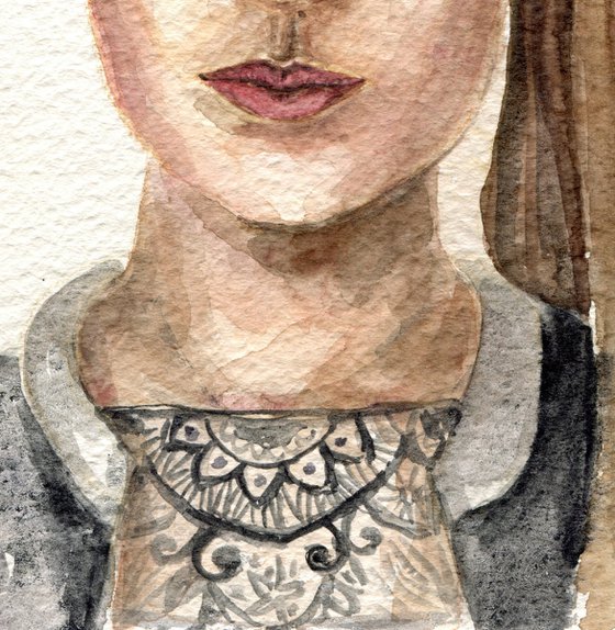 Watercolor girl's portrait