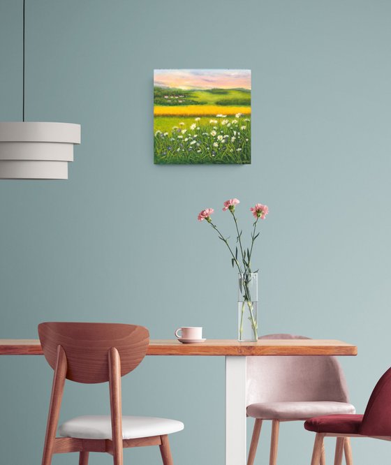 Daisy meadow landscape