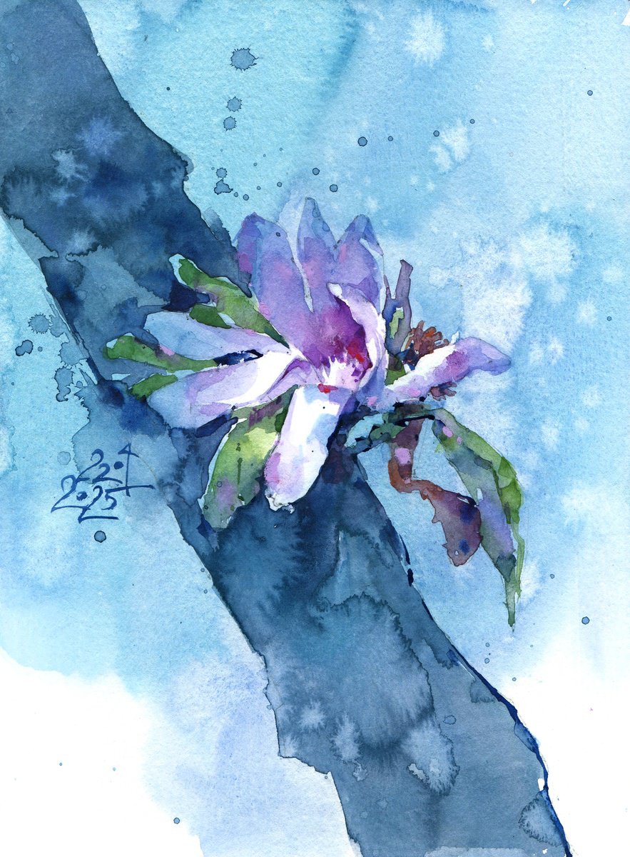 Impressionistic Botanical Watercolour By Ksenia Selianko, 6 X 9", Ray Of Light, Original Artwork