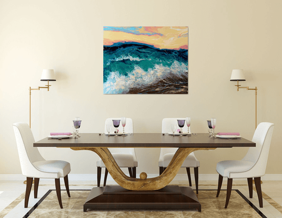 Seascape "Sunset over the sea"  Large Painting