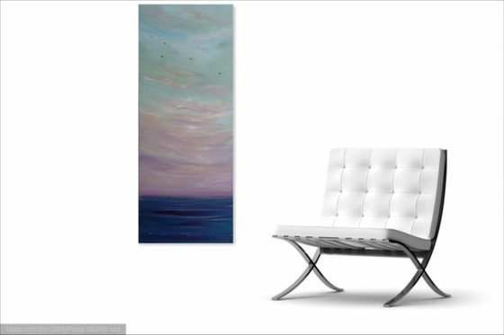 Flying High  - XL, seascape, landscape, vertical abstract, Modern Art Office Decor Home