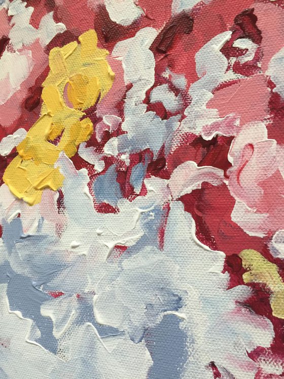 Abstract Painting - Floral Abstraction 5.26 - Acrylic on Canvas - 12" x 12"