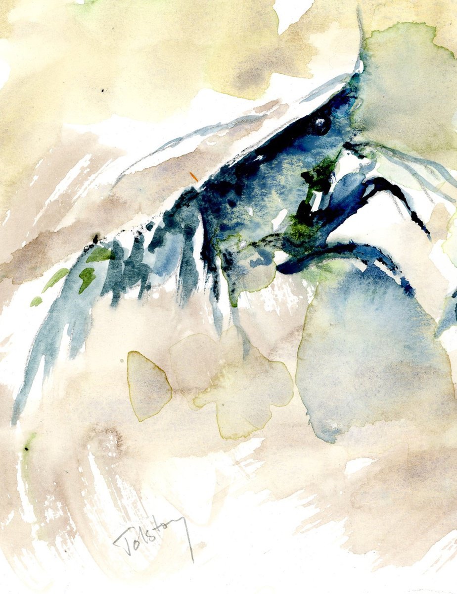 Impressionistic Animal Watercolour By Alex Tolstoy, 8 X 10, One Lobster, Original Artwork