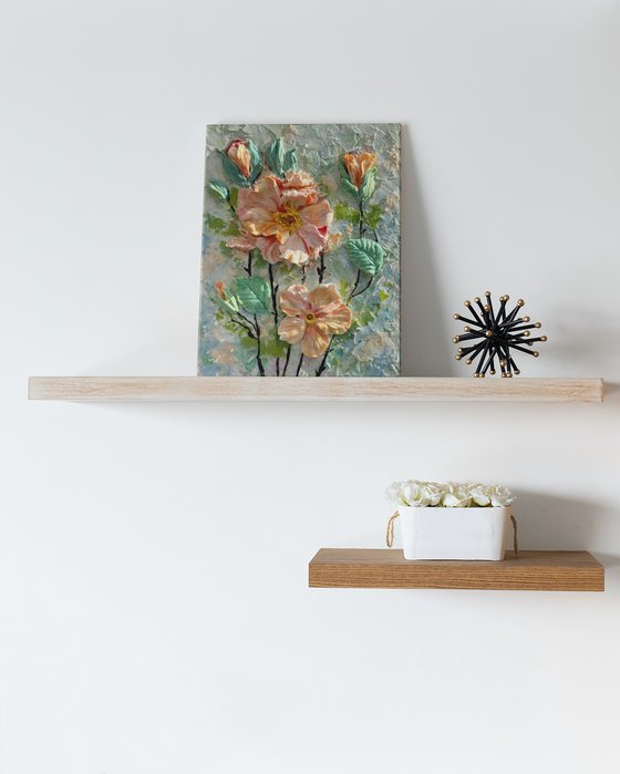 3D Sculptural Floral Relief Art