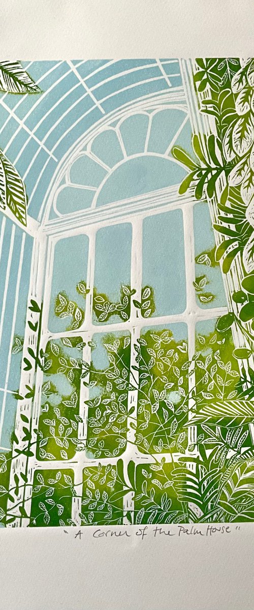 A Corner of the Palm House (Blue & Green) by Alison  Headley