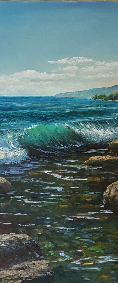 Waves are beating on the shore by Paul Narbutt