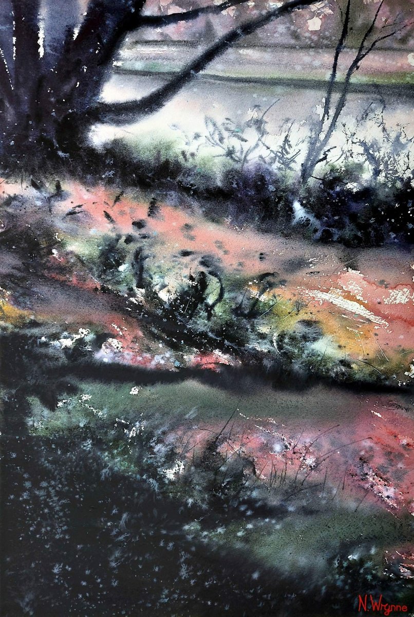Abstract Landscape Watercolour By Neil Wrynne, 15 X 22", Everlasting Rest, Original Artwork