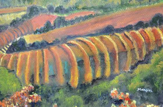 Colorful Landscape painting of Sonoma Valley california