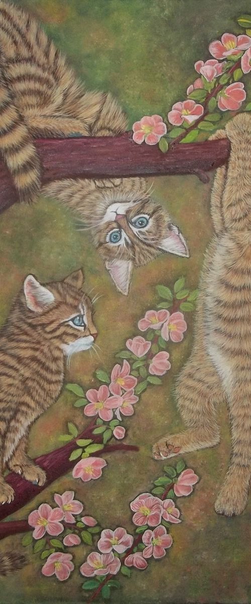 Kittens on a tree by Sofya Mikeworth