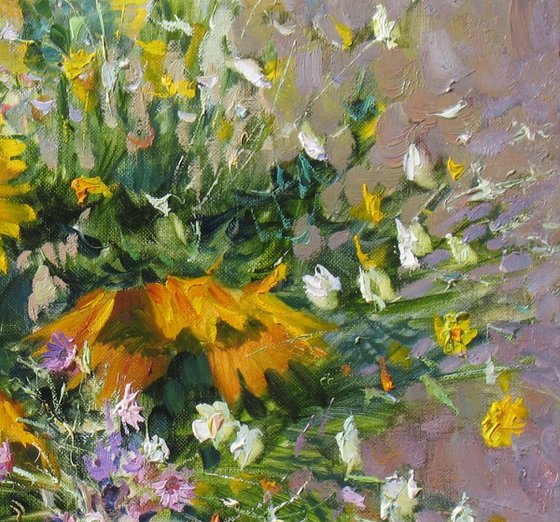 Wildflowers and sunflowers