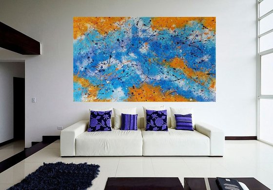 ABSTRACT ACRYLIC PAINTING ON CANVAS BY M. Y.