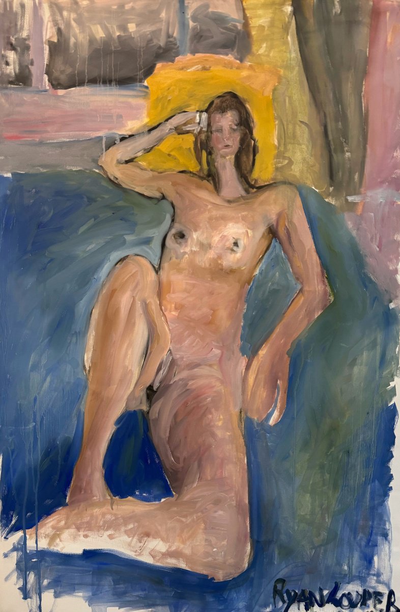 Expressive Portrait Oil Painting By Ryan Louder, 20 X 31", Of Zomer In, Original Artwork