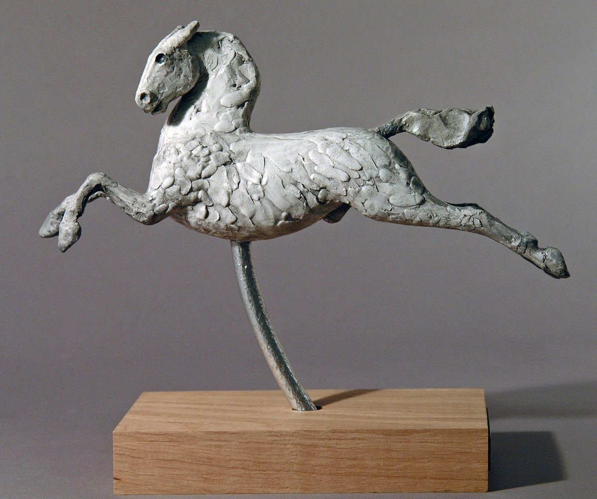 Expressive Animal Sculpture By Holly Bennett, 10 X 9, Leaping Horse Xxv, Original Artwork