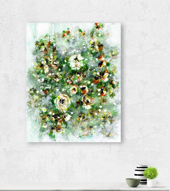 Cottage Chic Blooms 3 - Floral Painting by Kathy Morton Stanion