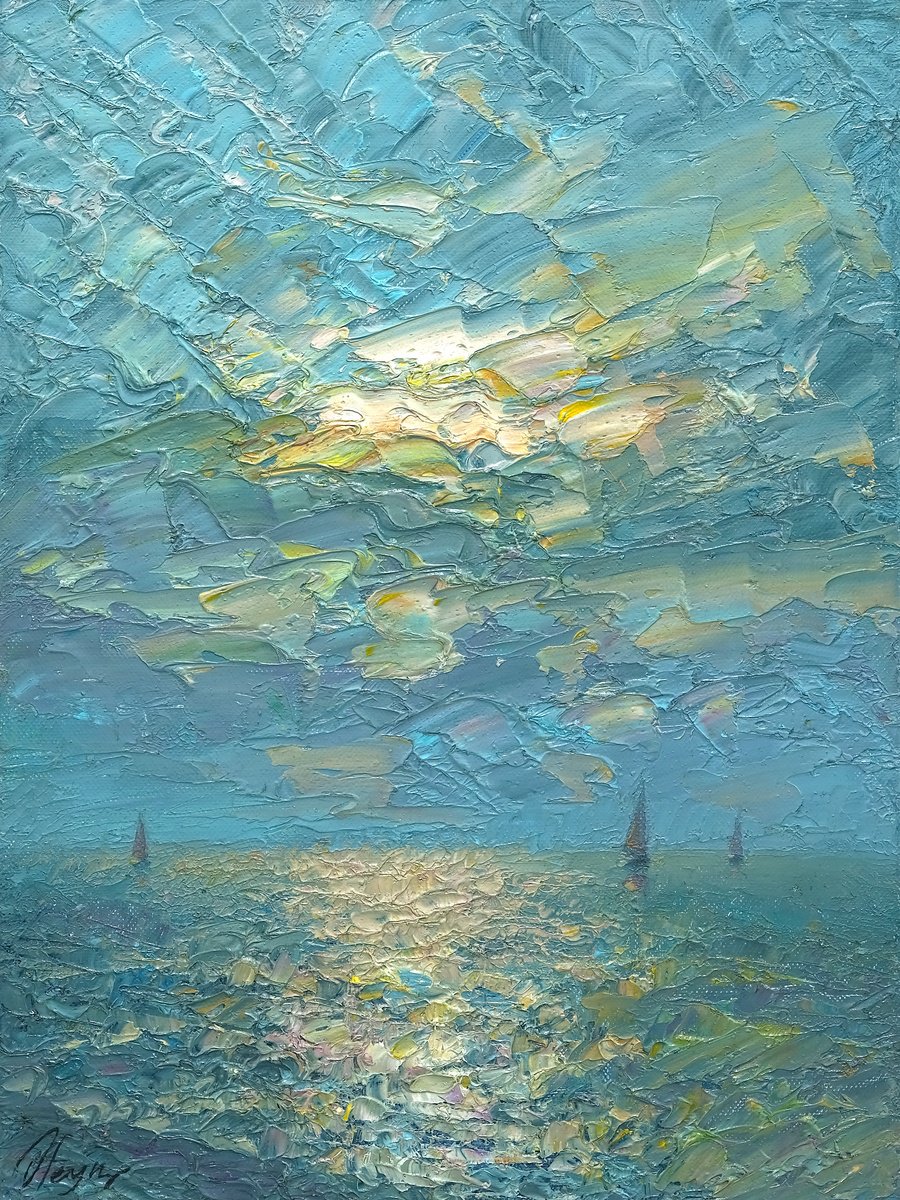 Impressionistic Landscape Oil Painting By Dmitry Oleyn, 12 X 16, Sea, Original Artwork