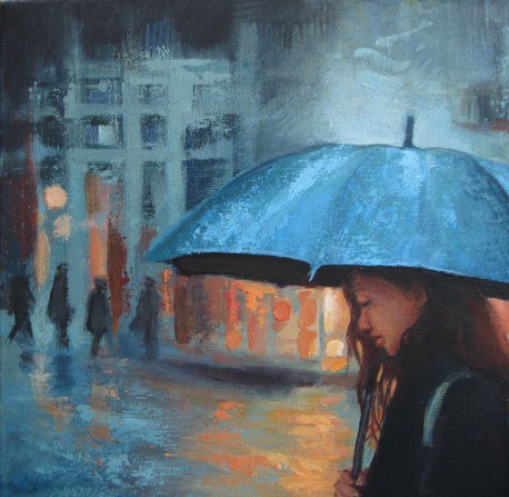 Rain, night, umbrella...