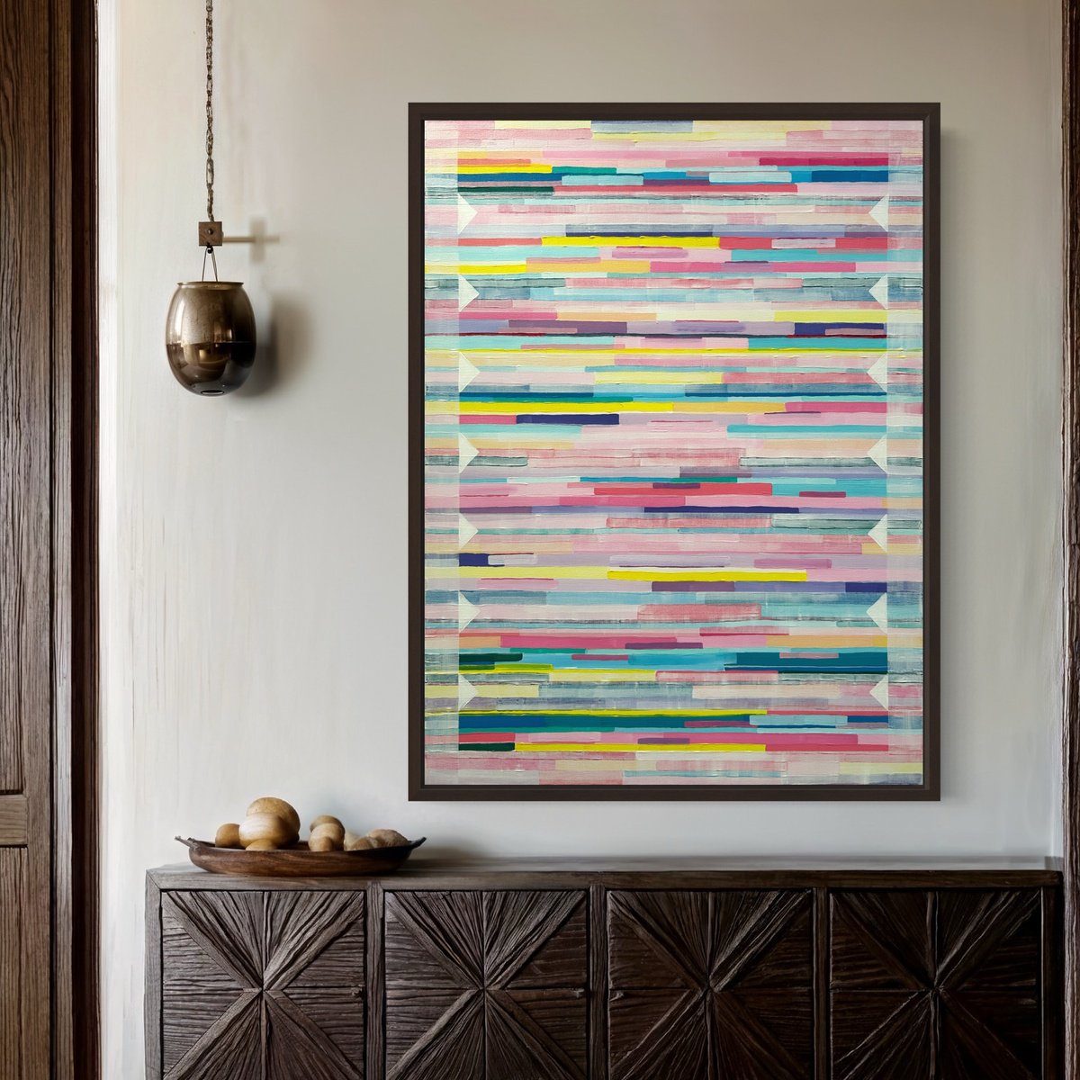 Geometric Abstract Acrylic Painting By Samantha Malone, 24 X 31", Beyond The Lines 3, Original Artwork