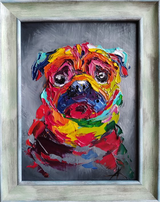 Pug dog - pug, dog, animals, oil painting, pug oil painting, pet, pet oil painting, gift, animals art