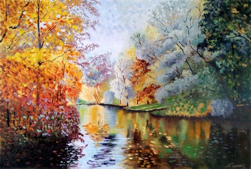 Beginning of autumn - Landscape in the style of impressionism by Liubov Samoilova