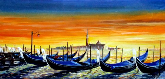 Beauty of Venice Sunset & Gondolas