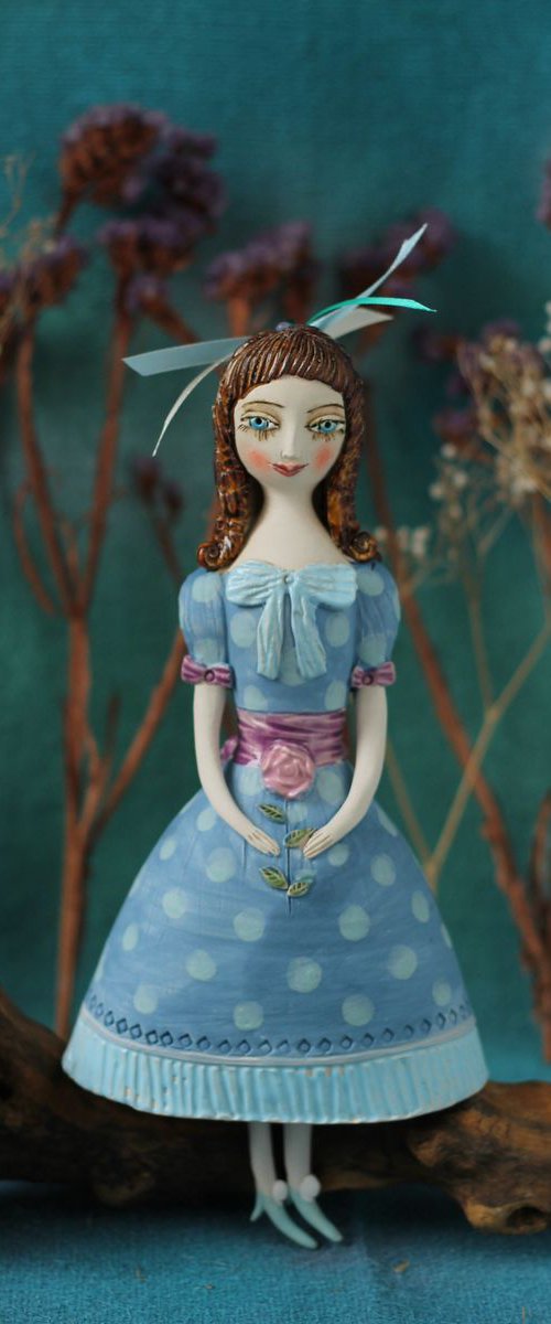 Girl in a blue dress. Hanging sculpture  by Elya Yalonetski by Elya Yalonetski