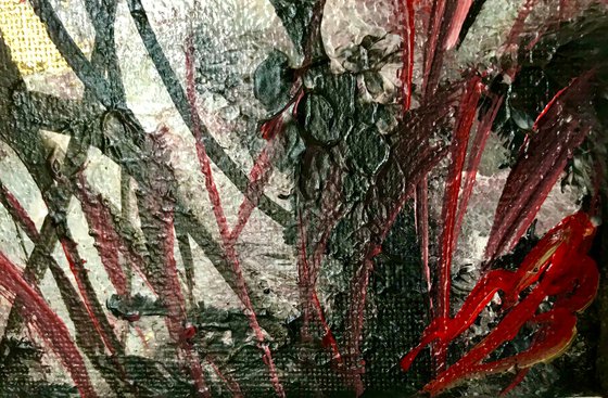 Abstract Poppies on Gold Leaf