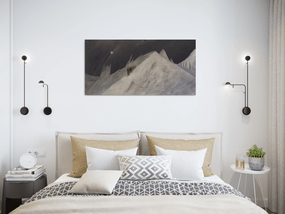 “Snowy Peaks Of Alaska At Midnight” 100x50x2cm