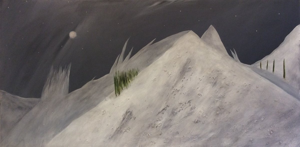 "Snowy Peaks Of Alaska At Midnight" 100x50x2cm by Black Beret