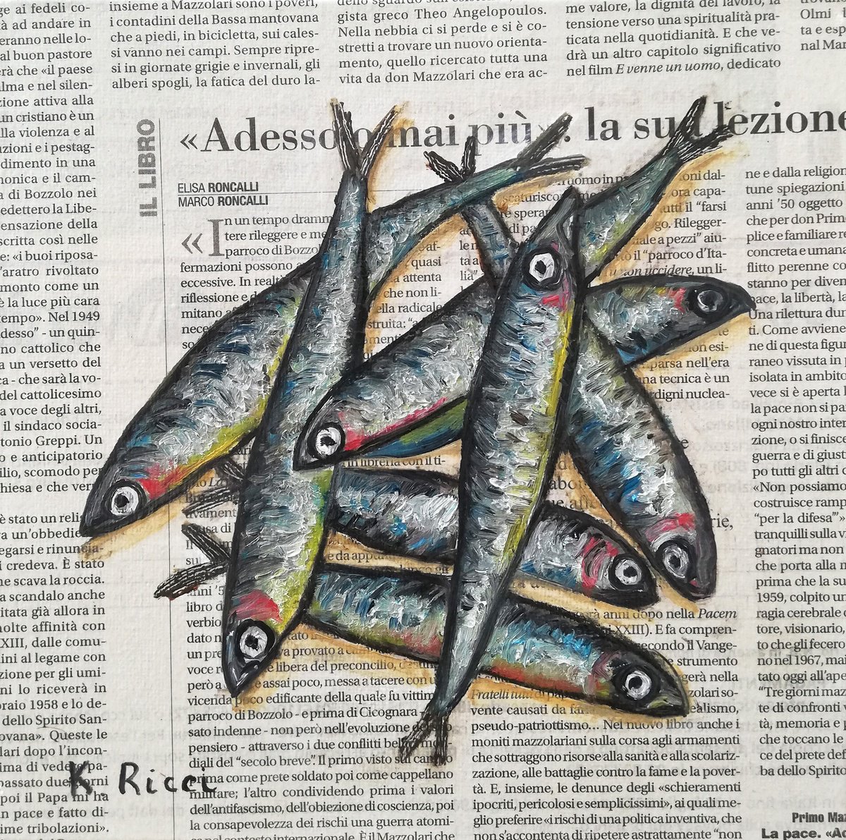 Mixed Anchovies on Newspaper by Katia Ricci