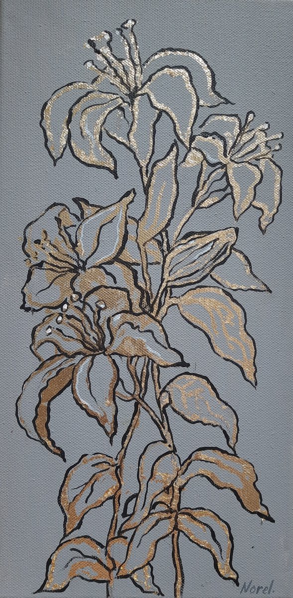 lilies - Original acrylic painting (2020) by Svetlana Norel