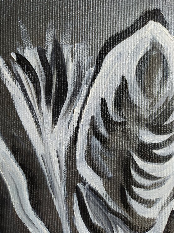 Life lines - black and white, zebras, mother's love, zebras oil painting, mom and baby, baby oil painting, childhood, mom's love