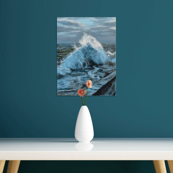 Crashing waves realistic ocean oil painting Aivazovsky inspired nautical oil art oil seascape living room wall art marine painting, nautical art 100% Hand Painted