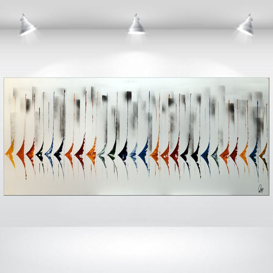 Big Race II - Abstract- Colourfull Sailboat Painting- Large Acrylic Art Canvas Wart Art Ready to hang