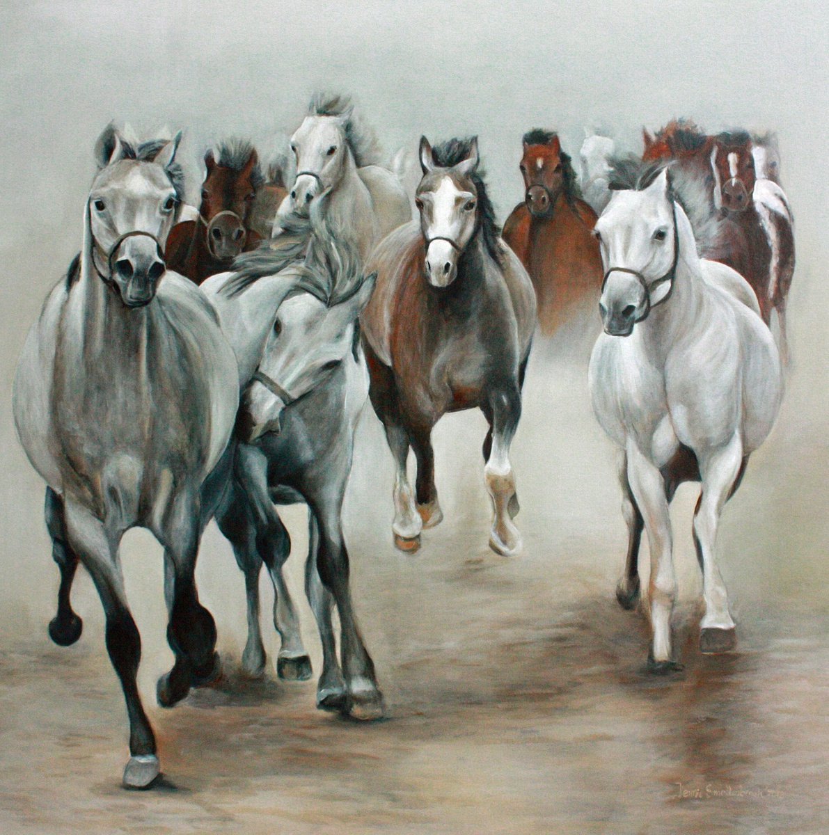 Arabian Horses By Jennie Smallenbroek, 51 X 51, Artwork For Sale On Artfinder