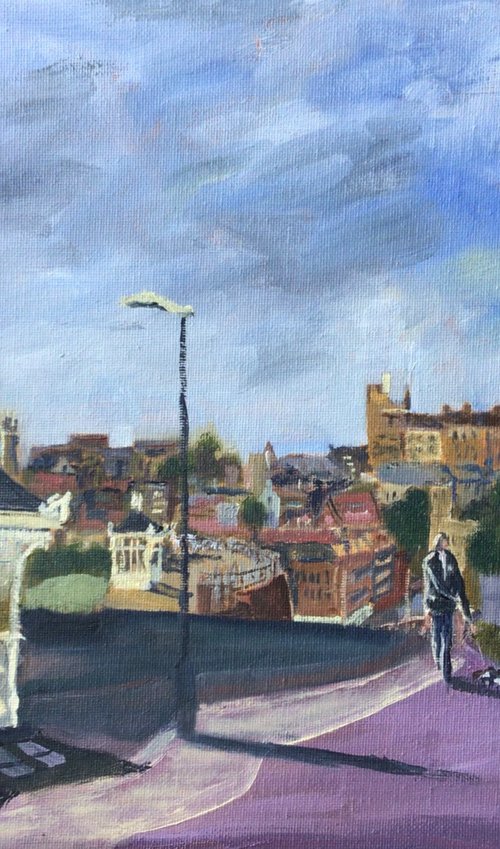 Sun shelter at Nelson crescent, Ramsgate, oil painting by Julian Lovegrove Art