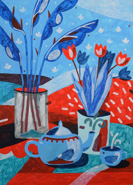 Red and blue still life