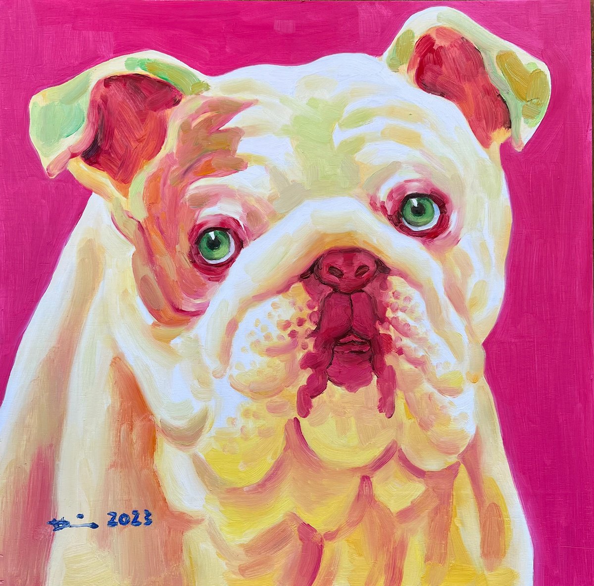 Pop Art -? Bulldog in Pink by Dong Lin Zhang