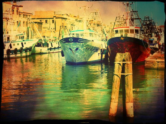 Venice sister town Chioggia in Italy - 60x80x4cm print on canvas 01062m1 READY to HANG